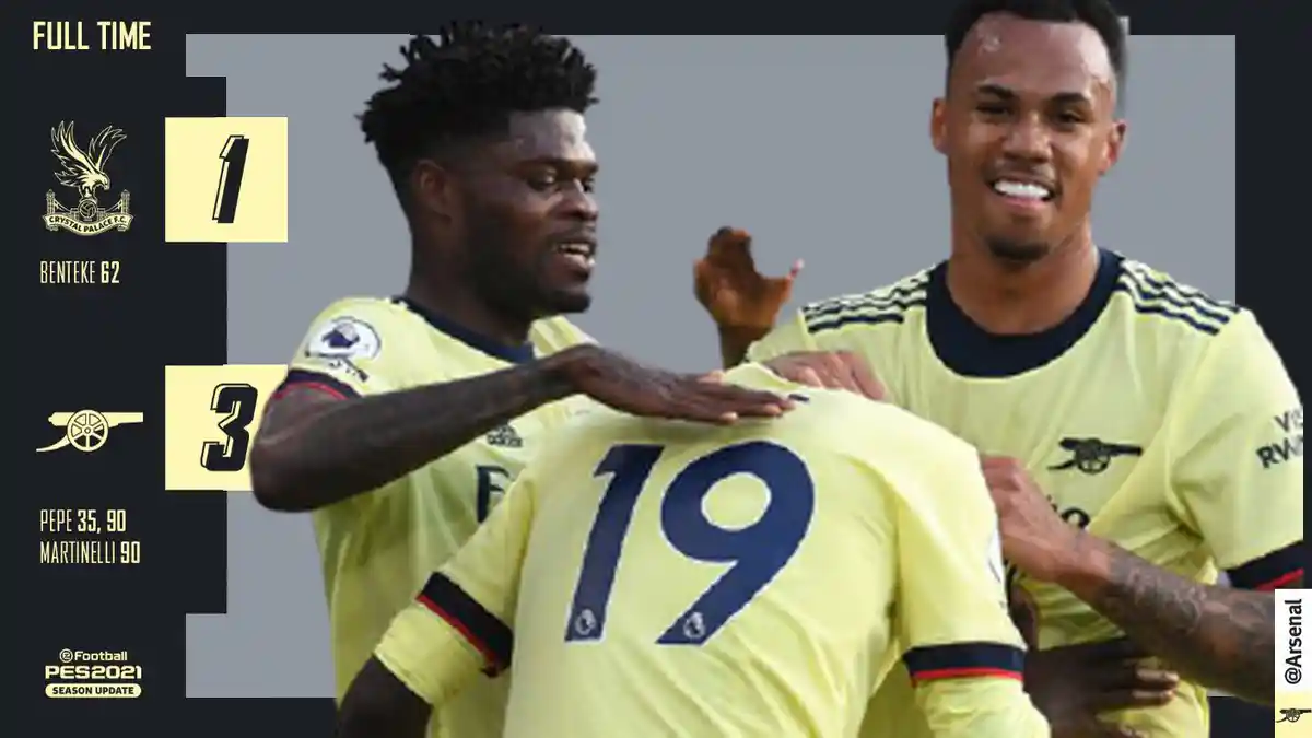 Hasil Crystal Palace vs Arsenal, Gol Martinelli & Nicolas Pepe Rusak Pesta Perpisahan Hodgson