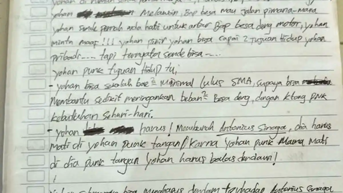 Bikin Merinding, Simak Isi Surat Wasiat Siswa SMP di Kupang yang Tewas Gantung Diri