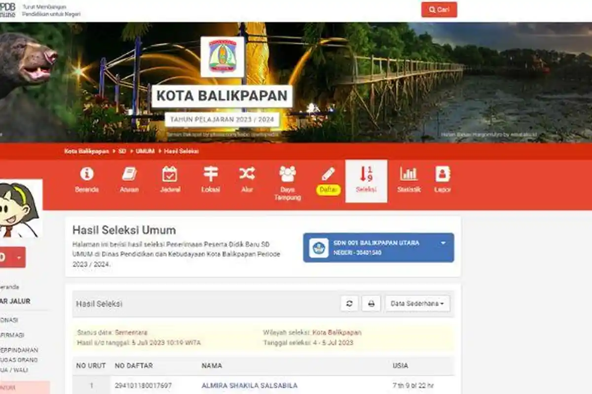 PPDB Balikpapan 2023 SD-SMP Jalur Umum Hari Ini Ditutup, Cek Hasil Seleksi dan Jadwal Daftar Ulang