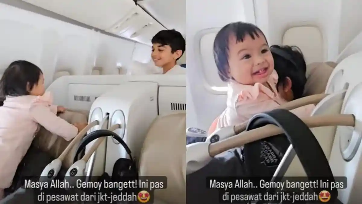Aurel Hermansyah Gemas Lihat Ameena Bercanda dengan Anak Laki-laki di Pesawat