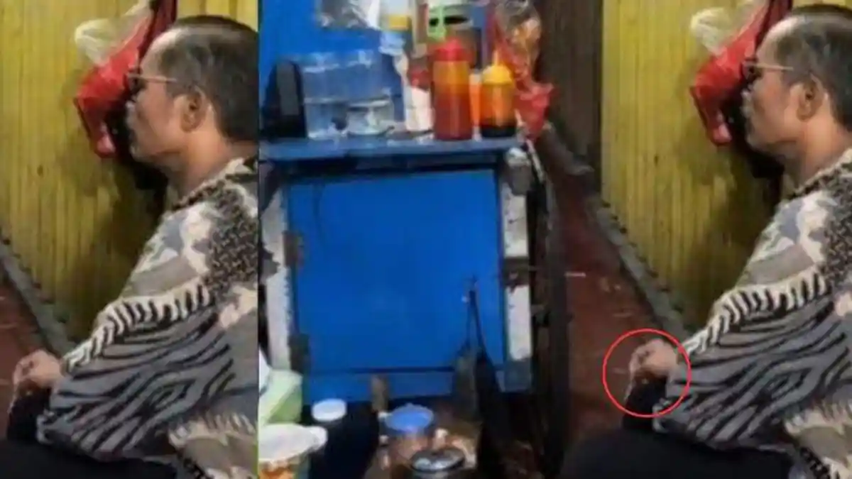 Pedagang Bakso Berdzikir Sambil Jaga Gerobak Sepi Imbas Ramai Antrian Kedai Bubur, Warga Prihatin