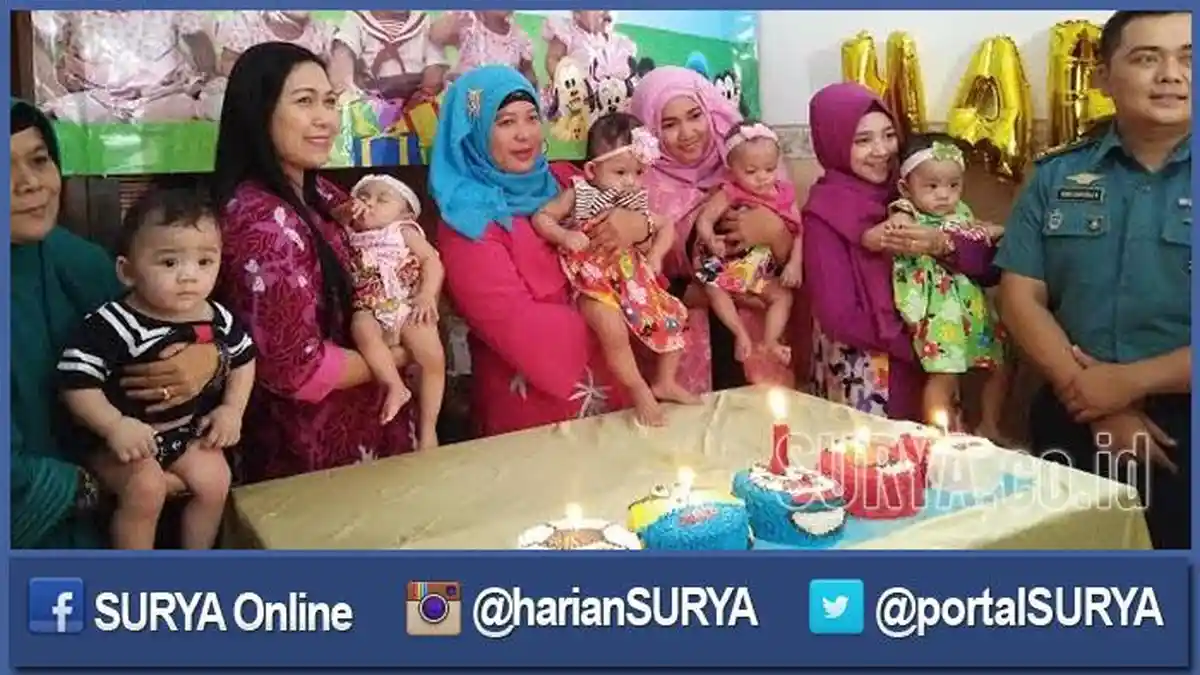Lucunya Si Kembar Lima dari Surabaya Ini Saat Rayakan Ultahnya yang Pertama