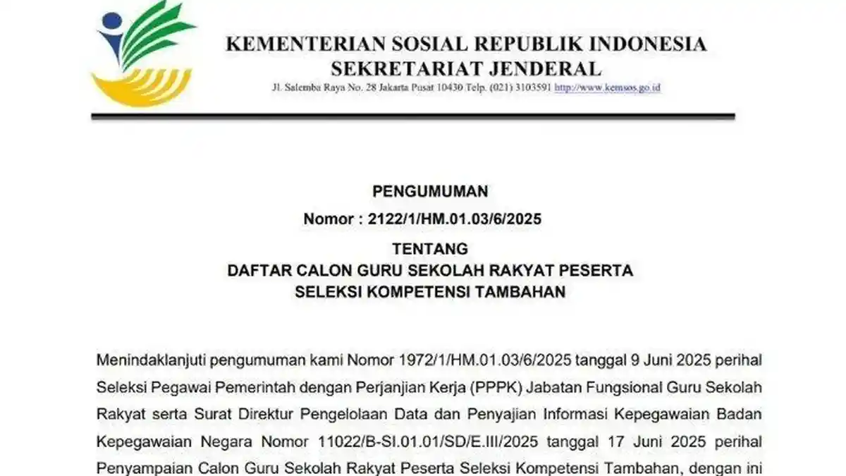 Cara Cek Pengumuman Calon Guru Sekolah Rakyat 2025 Peserta SKT PPPK
