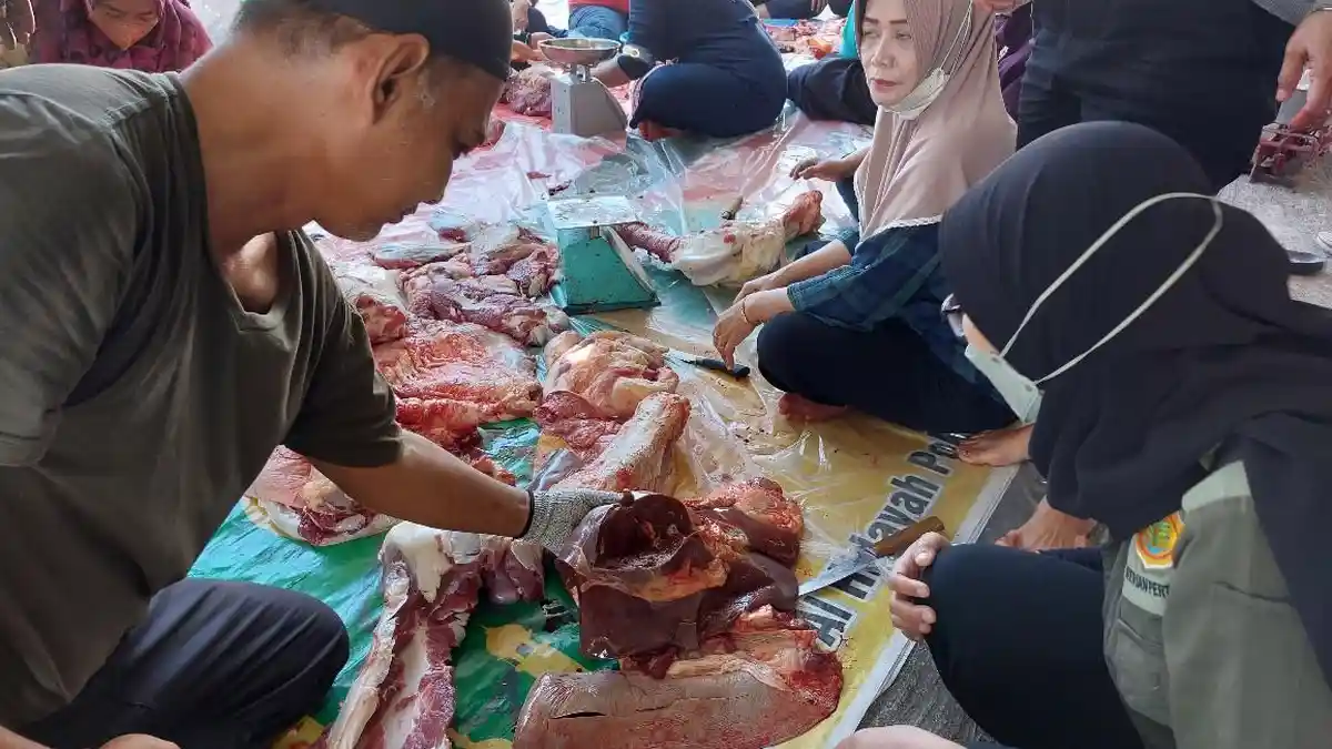 Idul Adha, Dispertan PP Karanganyar Lakukan Pengecekan Daging Hewan Kurban