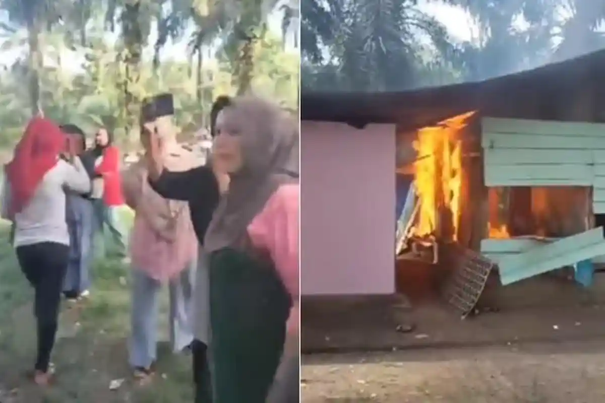 Viral Emak-emak Pengajian Bakar Kafe Remang-remang di Riau, Geram Gegara Ada Video Goyang Erotis