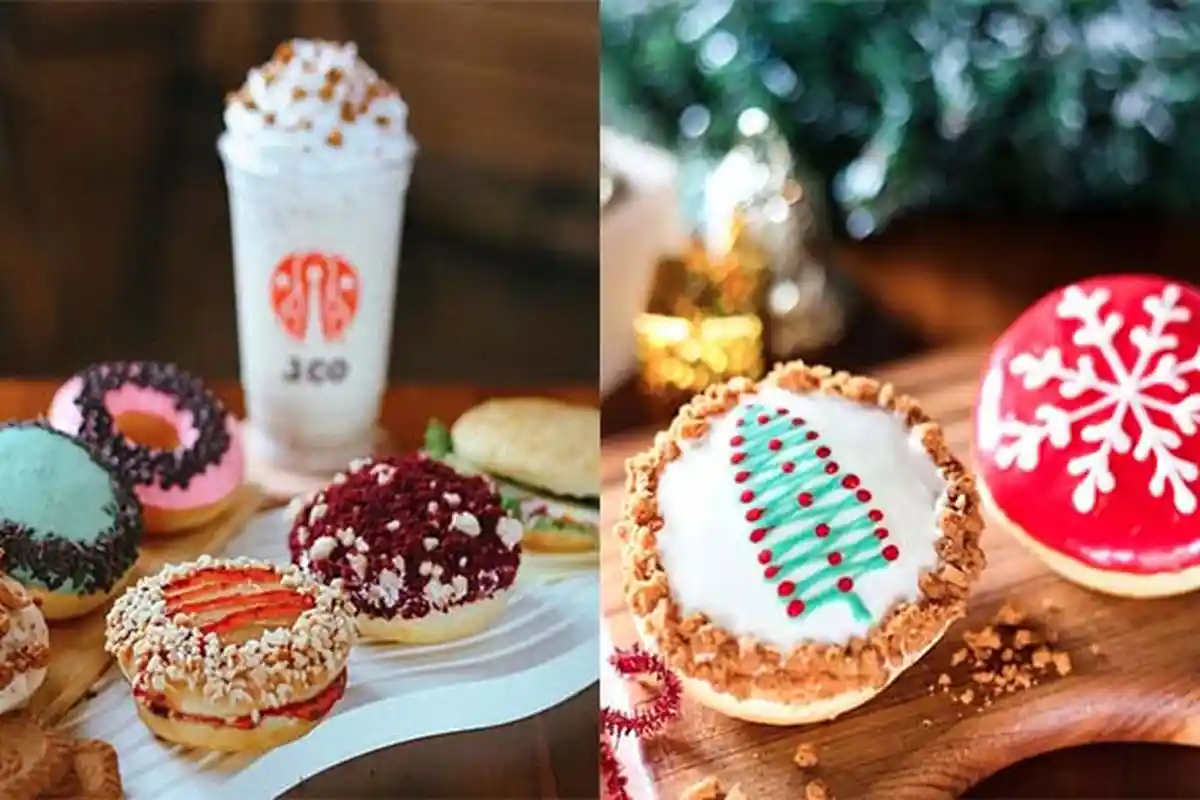 PROMO JCO 14 Desember 2021, Donat Snowflake O Merry Tree & 3 pcs Donuts 3 Jclub 1 Speculoos Frappe