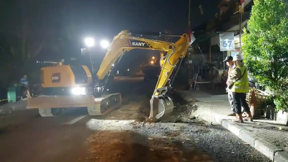 Tinggal Pembuatan Marka, Perbaikan Jalan Nangka Denpasar Hampir Rampung