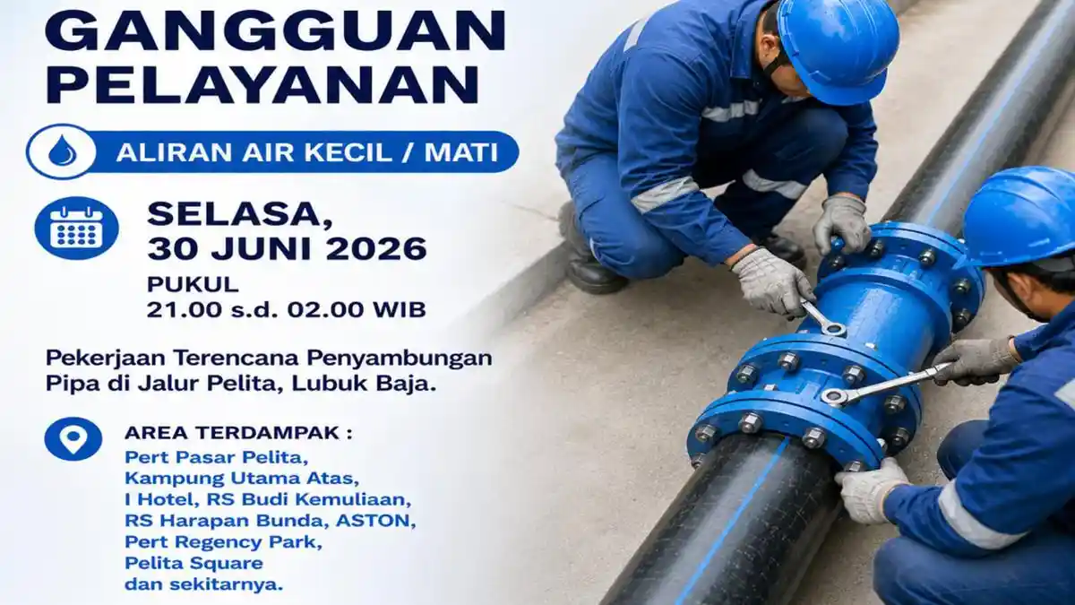 Jadwal Mati Air di Batam Hari Ini Selasa 30 Juni 2026, Ada Penyambungan Pipa di Pelita, Lubuk Baja - Tribunbatam.id