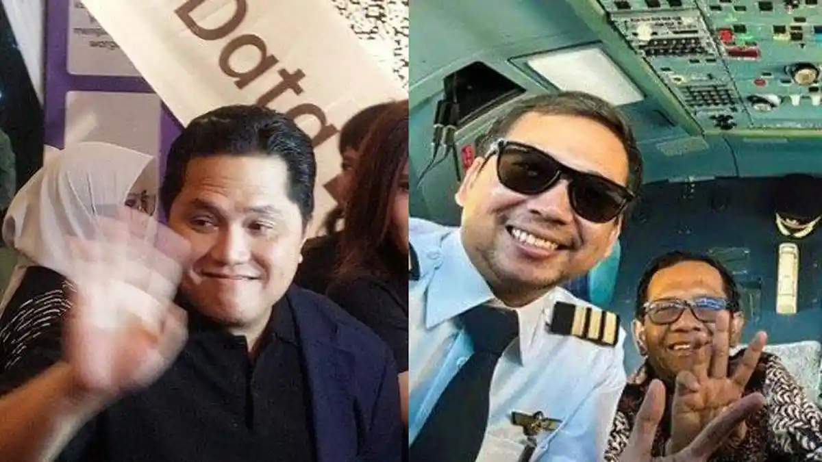 IMBAS Foto Viral Pilot dan Co-pilot Garuda Pose 3 Jari Bareng Mahfud MD, Erick Thohir Jawab Santai