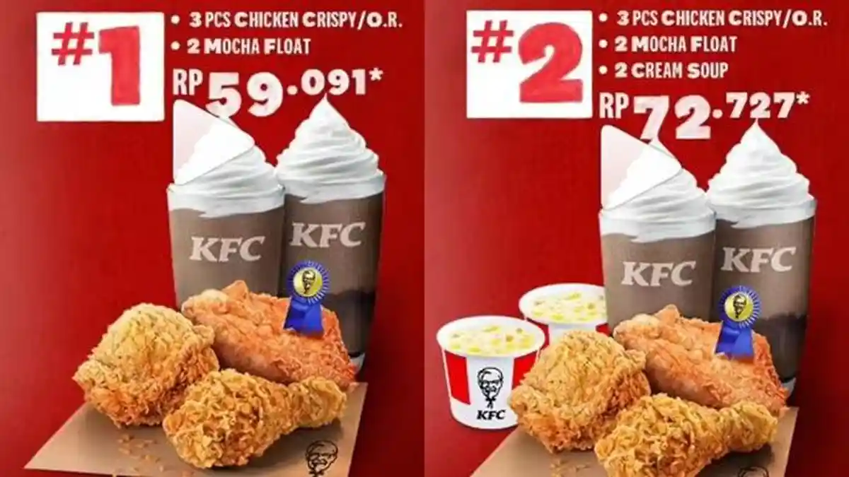 3 Potong Ayam dan 3 Mocha Float hanya Rp 59.091, Promo KFC Hari ini Senin 17 Oktober 2022