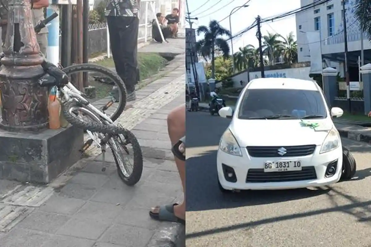 Mobil yang Dikendari Remaja Tabrak Lansia Bersepeda di Depan RSMH Palembang, As Roda Patah