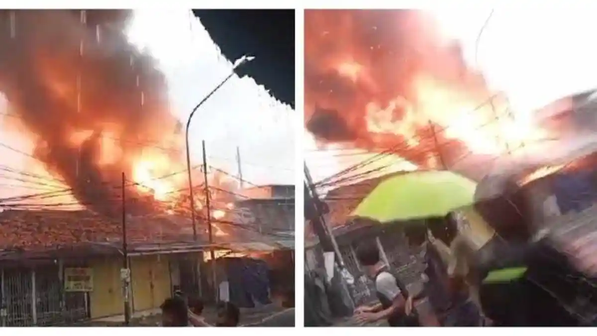 KEBAKARAN Hebat Diduga Hanguskan Puluhan Rumah dan Ruko, 22 Mobil Damkar dan 100 Petugas Dikerahkan
