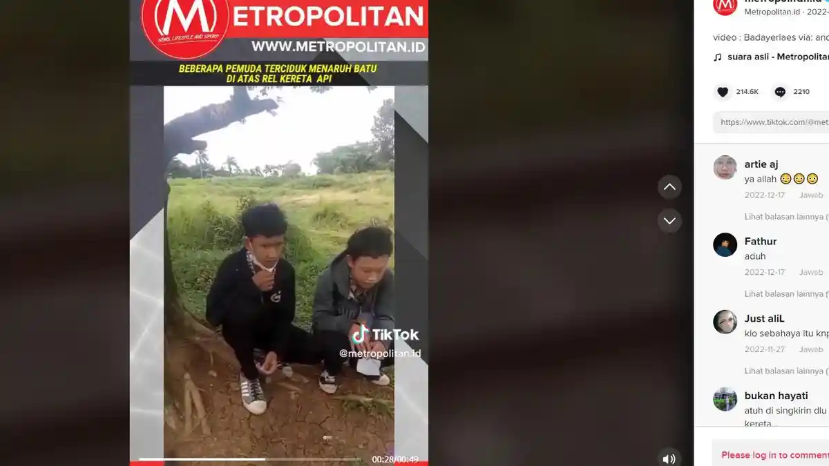 Video Viral TikTok, Pemuda Tanggung ABG Tertangkap Basah Mencuri Batu Penyanggah Rel Kereta Api