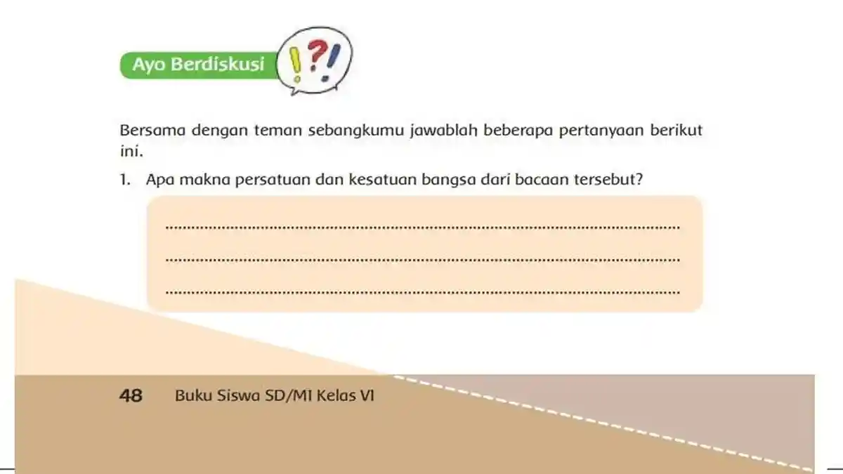Kunci Jawaban Tema 9 Kelas 6 Halaman 48 49 Kurikulum 2013: Persatuan dan Kesatuan