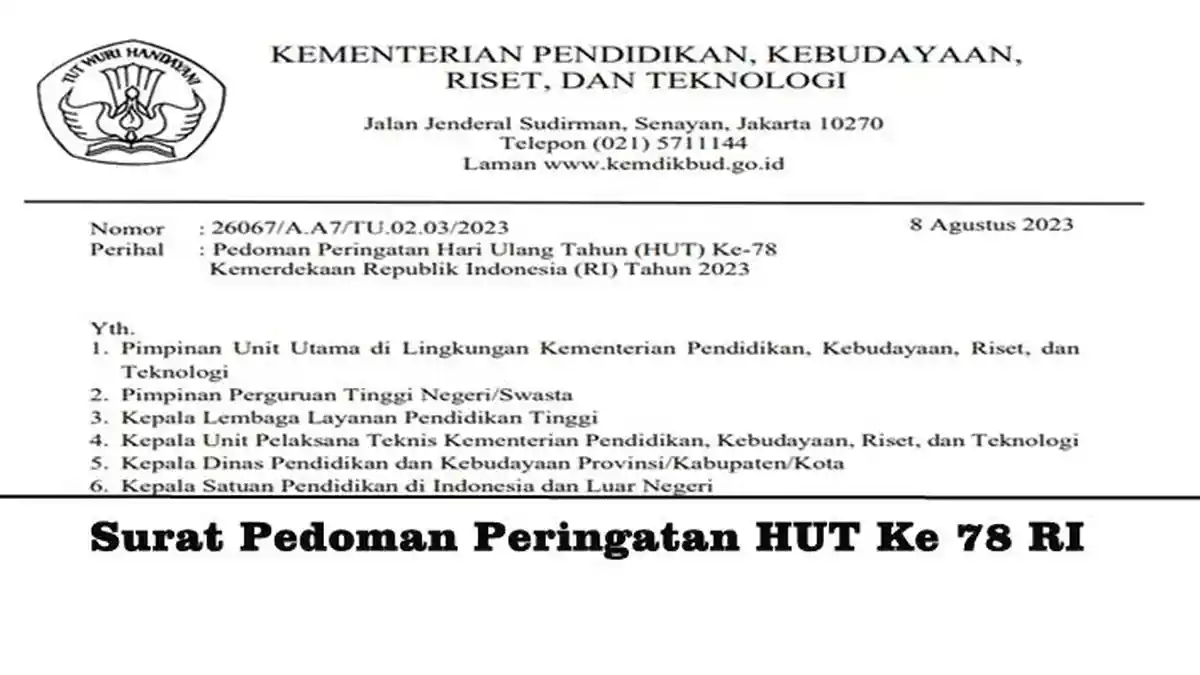 Susunan Upacara dan Pedoman Peringatan HUT Ke 78 RI Tahun 2023, Untuk Seluruh Instansi Masyarakat