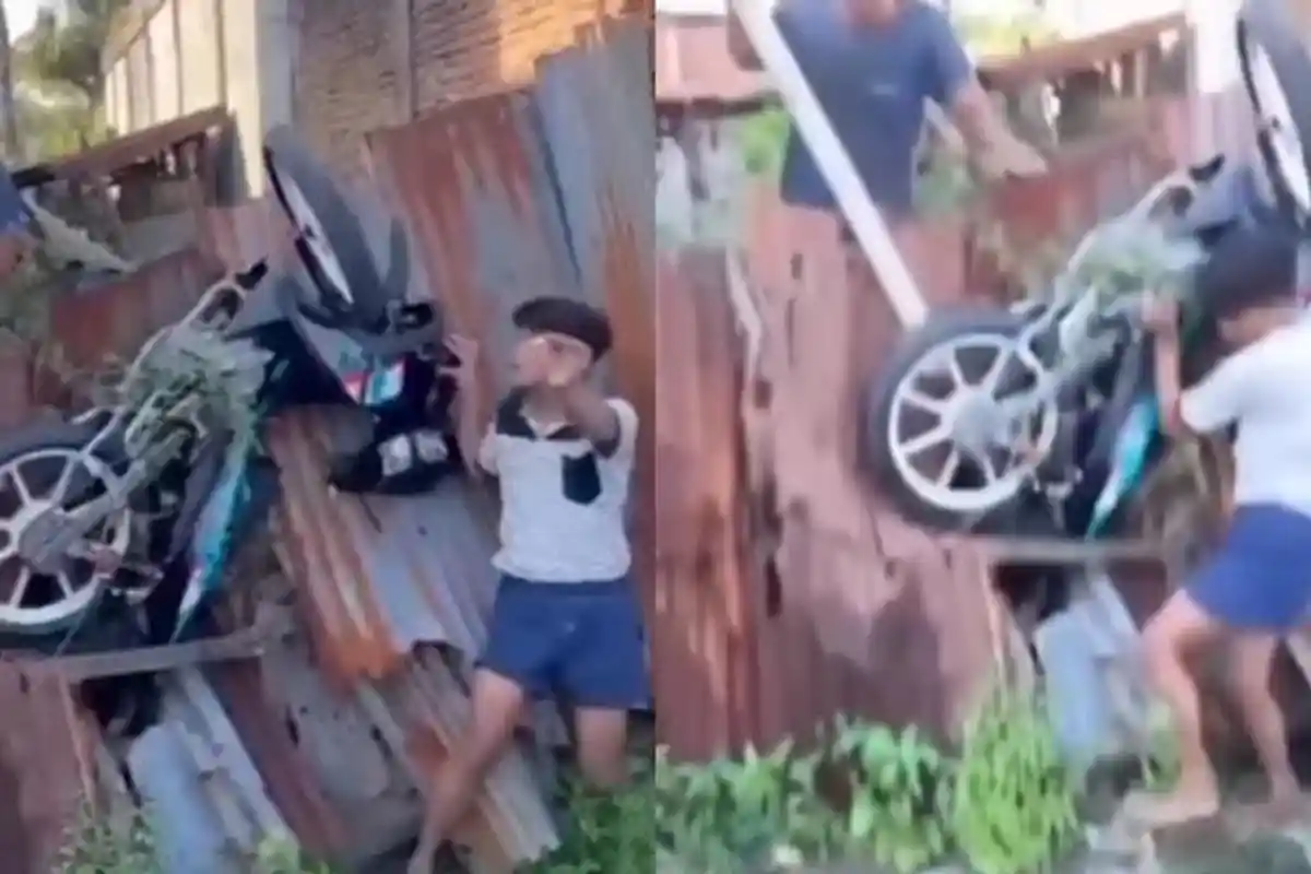 Viral Motor Tersangkut di Seng Pembatas Jalan Lahan Kosong di Makassar, Pengendara Tak Sadarkan Diri