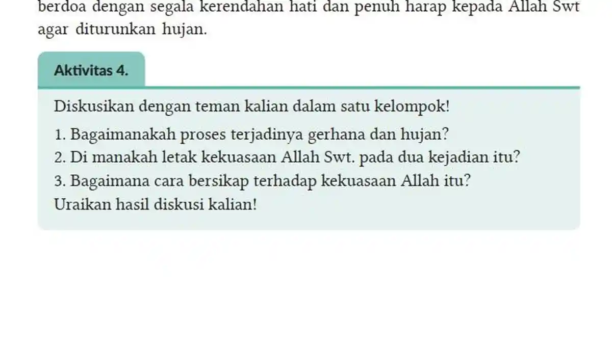 Jawaban Soal PAI Kelas 8 Semester 1 Halaman 97 Kurikulum Merdeka, Aktivitas 4