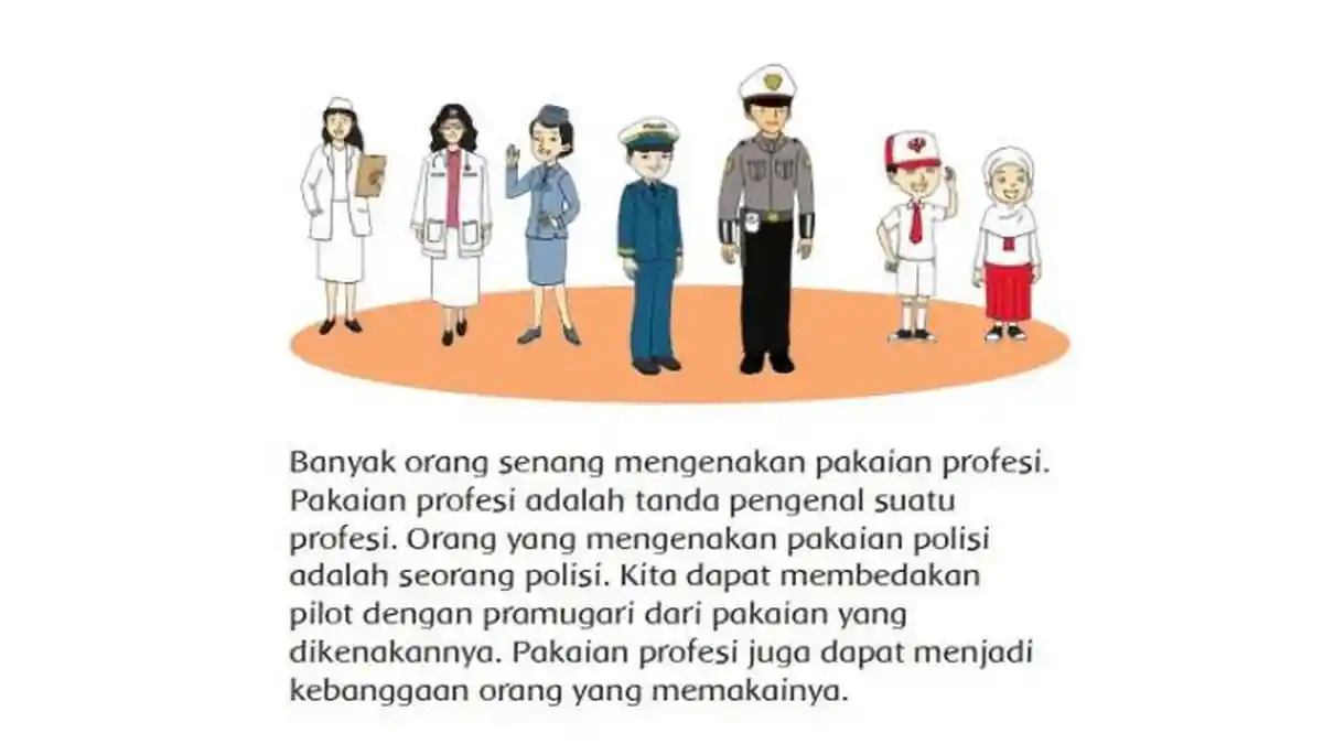 KUNCI JAWABAN Tema 7 Kelas 3 SD, Amatilah Teks 'Pakaian Profesi'! Apa Saja yang Diceritakan Teks?