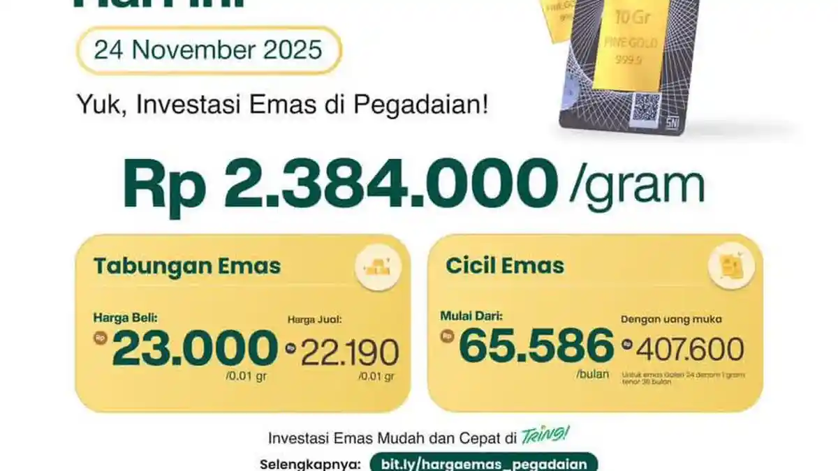 Harga Emas Batangan Pegadaian Palangka Raya Rp 2,38 Juta per Gram,  Logam Mulia jadi Investasi