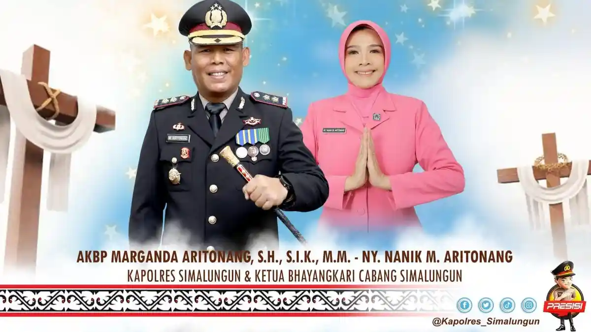 Kapolres Simalungun, Staf dan Bhayangkari Sampaikan Ucapan Selamat Kenaikan Yesus Kristus