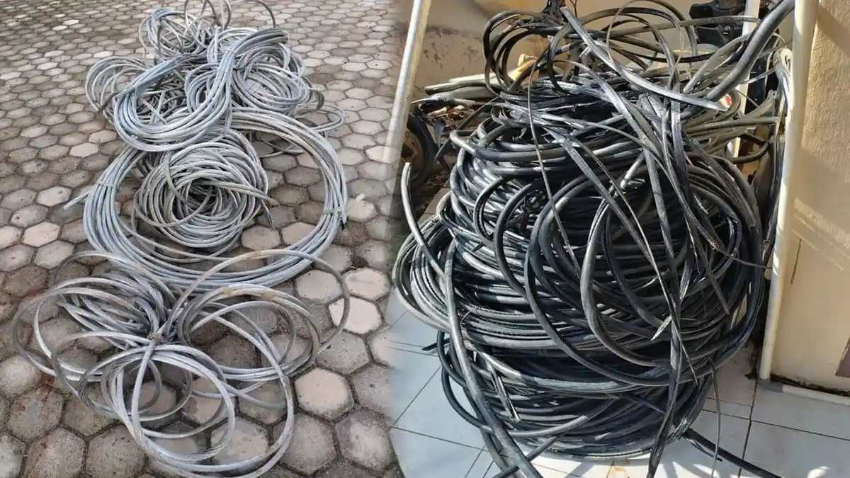 Polsek Penawartama Polda Lampung Dibantu Warga Tangkap Tiga Pemuda Pencuri Kabel PLN