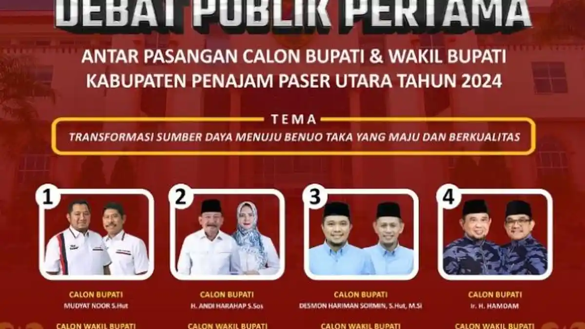 Live Debat Pilkada PPU 2024 Malam Ini,  4 Paslon Adu Visi Misi, Gagasan dan Program, Ada 5 Panelis