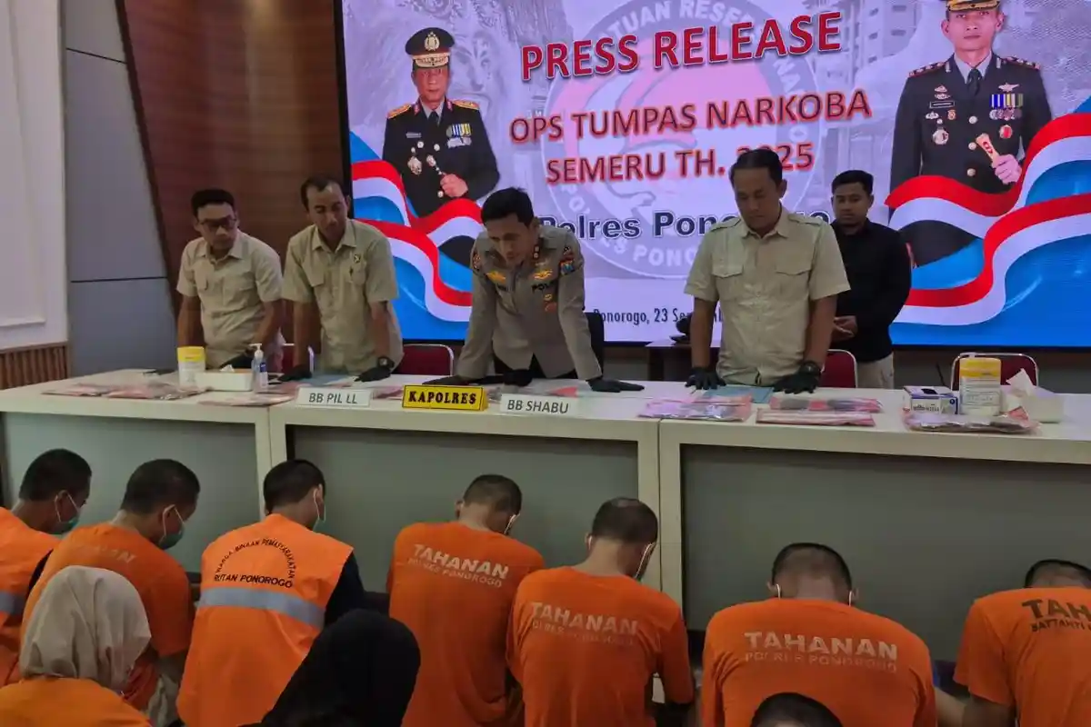 Operasi Tumpas Narkoba Semeru, Polres Ponorogo Ringkus 11 Tersangka, 2 Diantaranya Residivis
