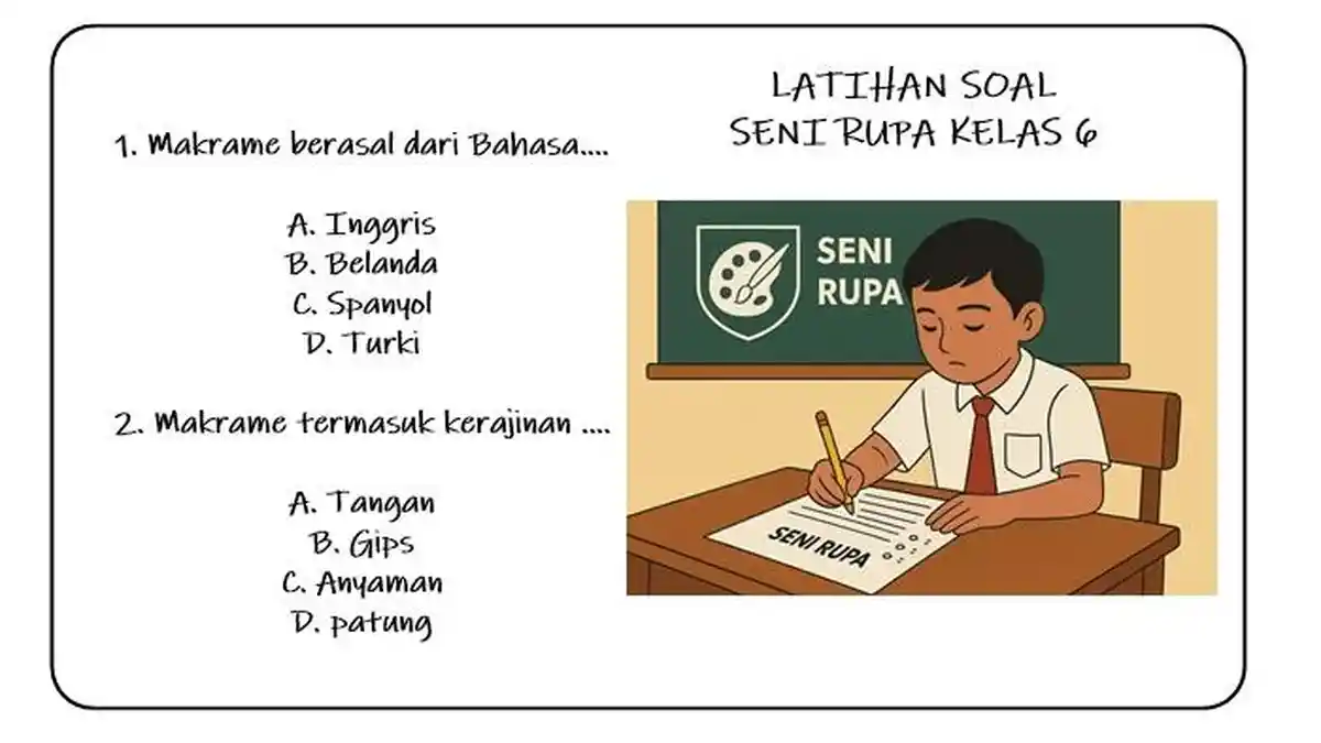 25 Latihan Soal SAS Seni Rupa Kelas 6, Kunci Jawaban Pilihan Ganda & Esai
