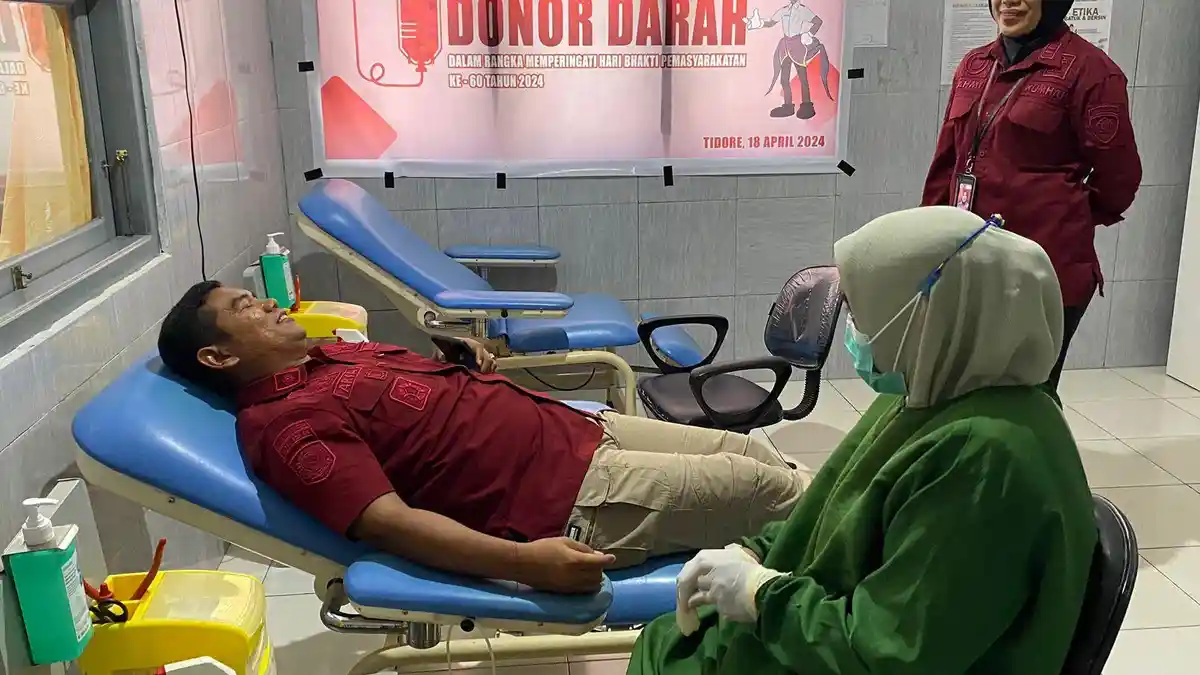 HBP ke 60, Rutan Kelas II B Soasiu Tidore Maluku Utara Gelar Donor Darah