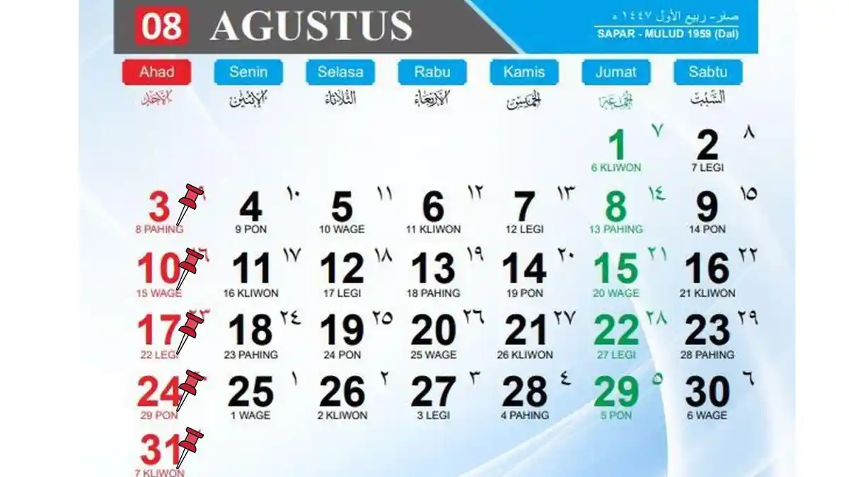 Kalender 2025: Cek 5 Tanggal Merah di Bulan Agustus, Ada Long Weekend?