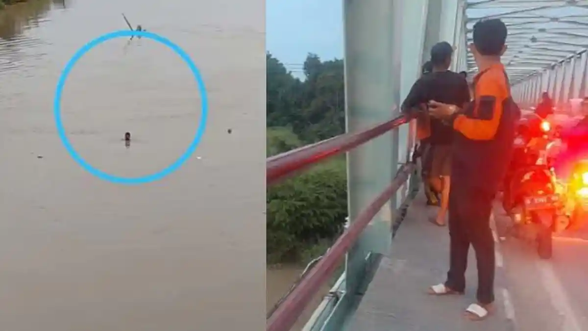 Viral Video Detik-detik Seorang Pemuda Bunuh Diri Terjun ke Sungai Bengawan Solo