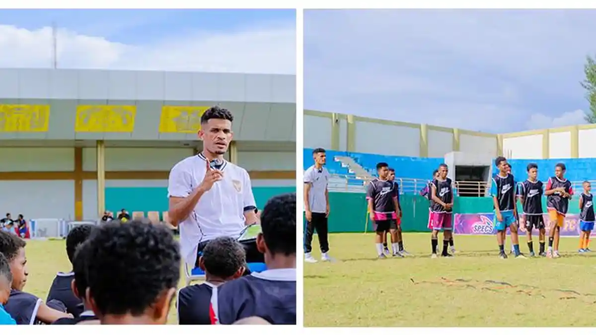 Coaching Clinic Dari Timur untuk Indonesia, Ricky Kambuaya Gugah Semangat Pesepak Bola Muda Sorong