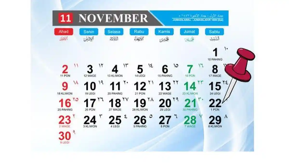 Kalender 2025: Tanggal 22 November Memperingati Hari Apa? Apakah Ada Long Weekend di Akhir Bulan?