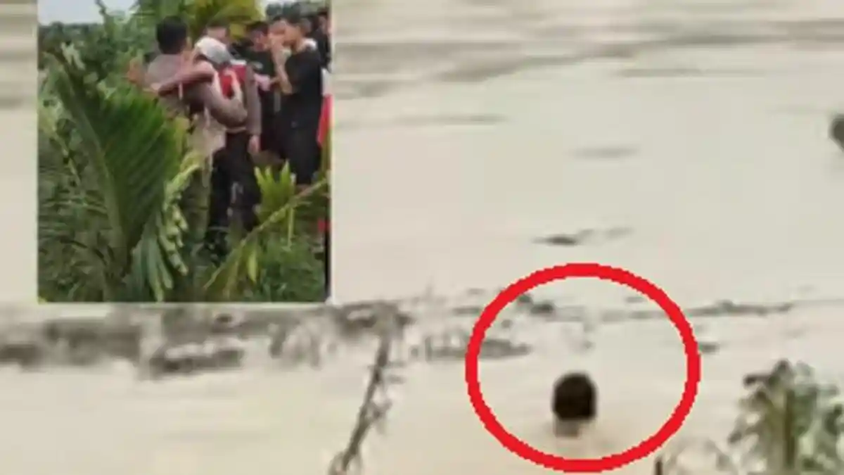 Heroik! Viral Video Polisi Berenang Menerjang Banjir Setinggi 5 Meter Demi Selamatkan Lansia