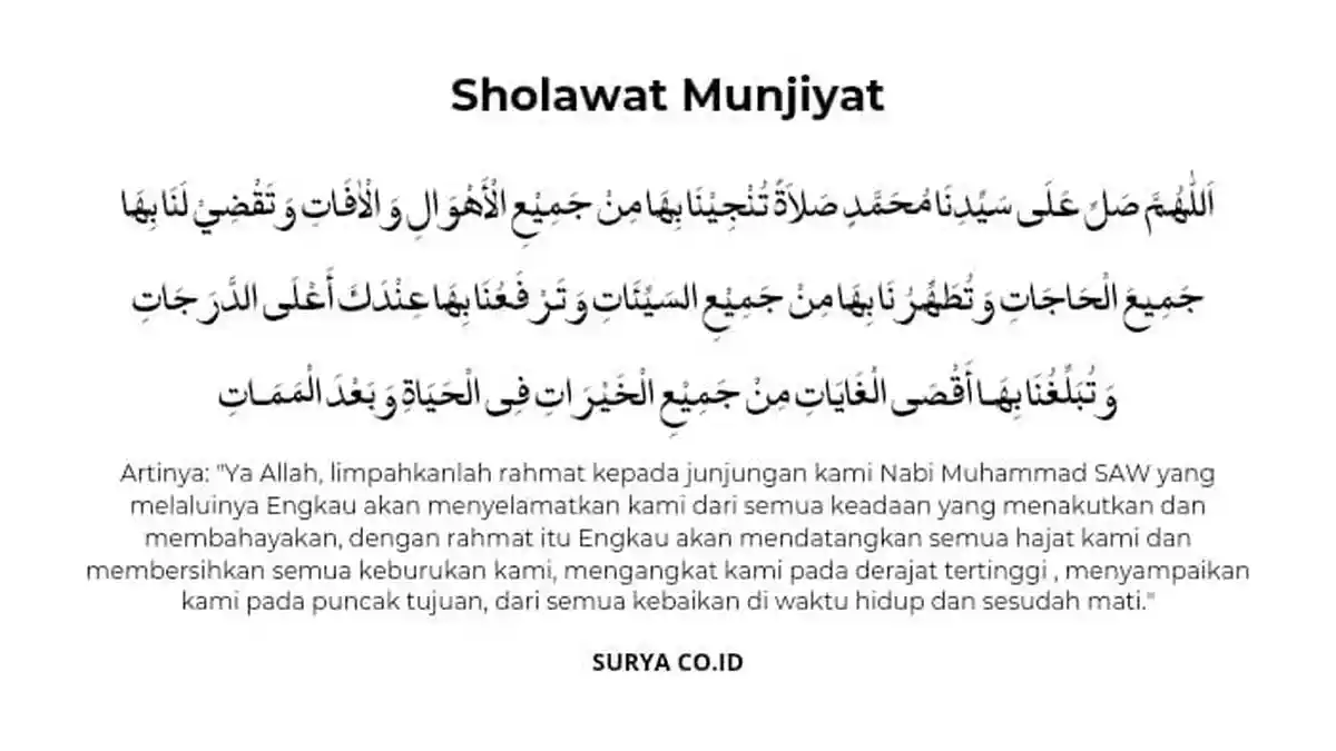 Sholawat Munjiyat Bacaan Arab, Latin, Arti dan Manfaatnya Dibaca 1000 Kali 