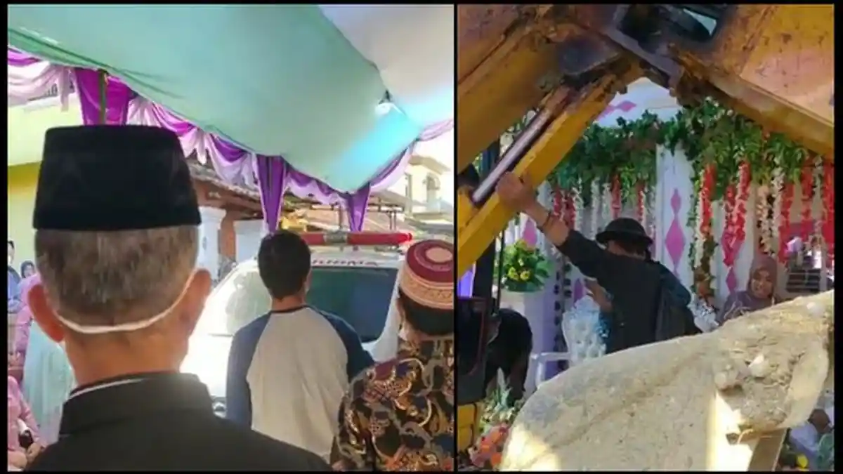 VIDEO Heboh Beredar di Kuningan, Ada Mobil Ambulans dan Kendaraan Alat Berat Lewat Lokasi Hajatan