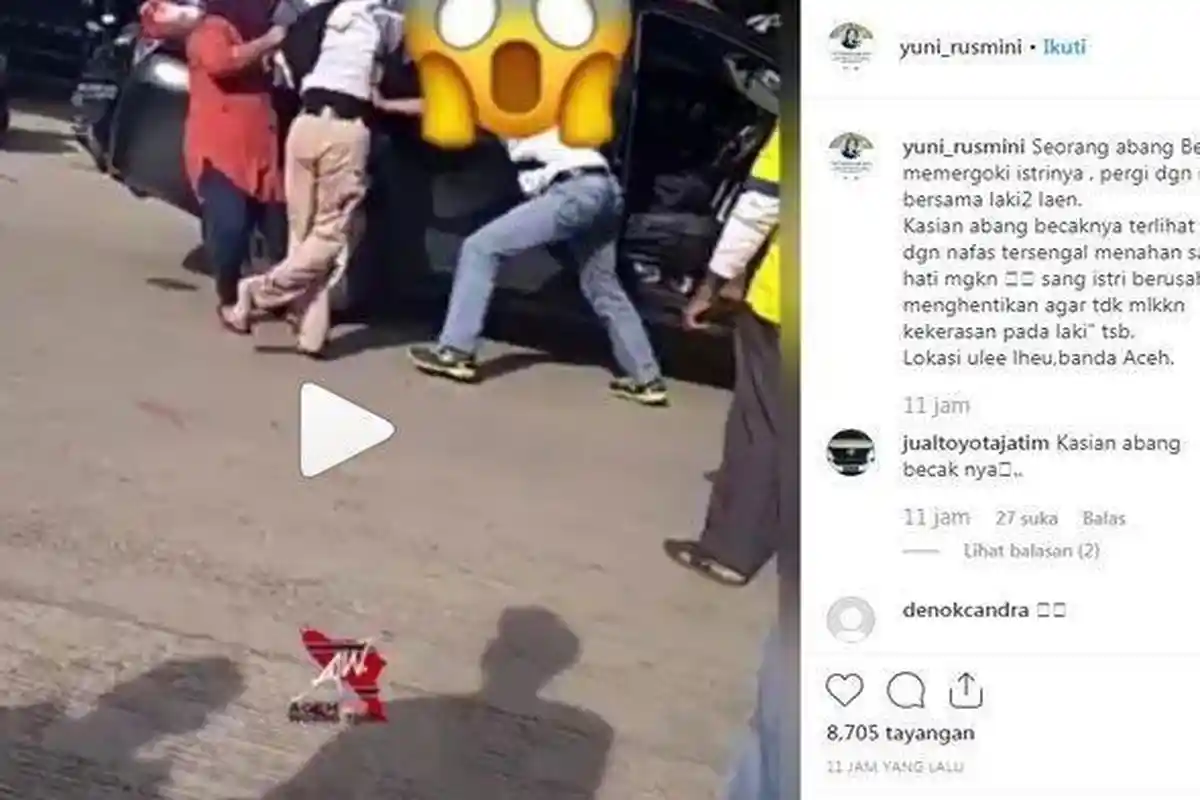 Seorang Tukang Becak Pergoki Istrinya Selingkuh dengan Pria Bermobil