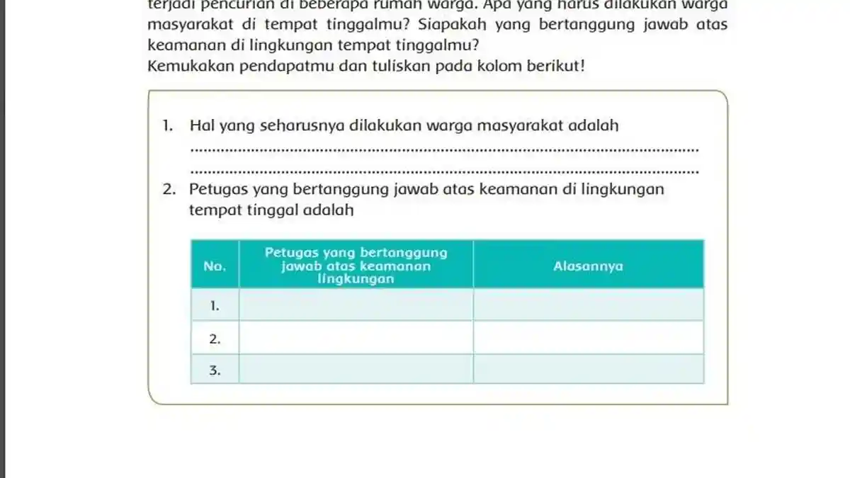 Kunci Jawaban Tema 4 Kelas 5 Halaman 31 Kurikulum 2013: Keamanan Lingkungan