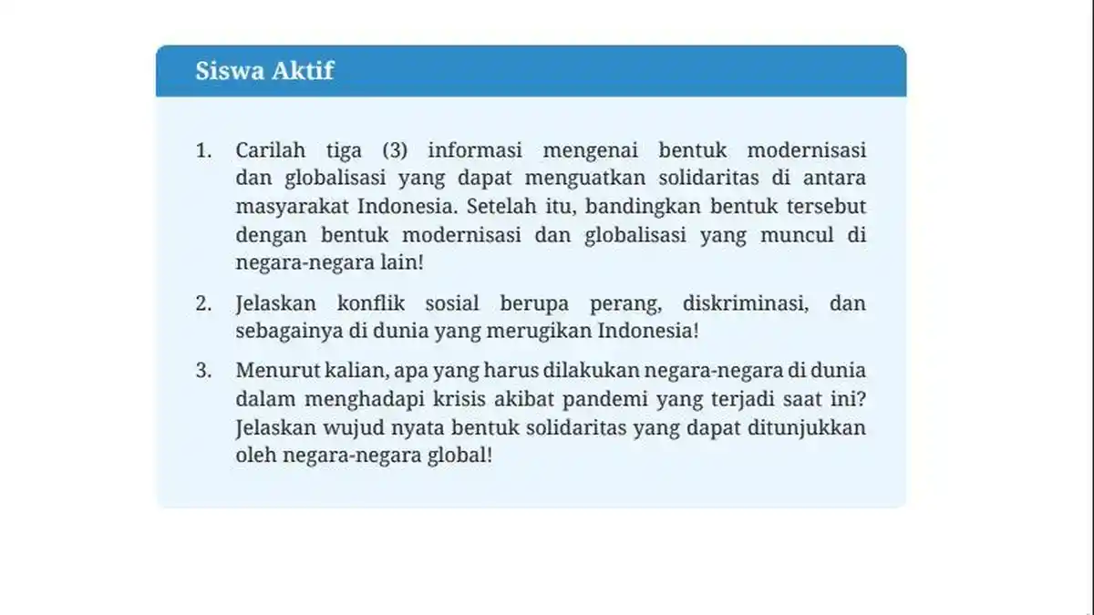 Kunci Jawaban PPKN Kelas 9 Halaman 92 Tentang Harmoni dan Solidaritas Global