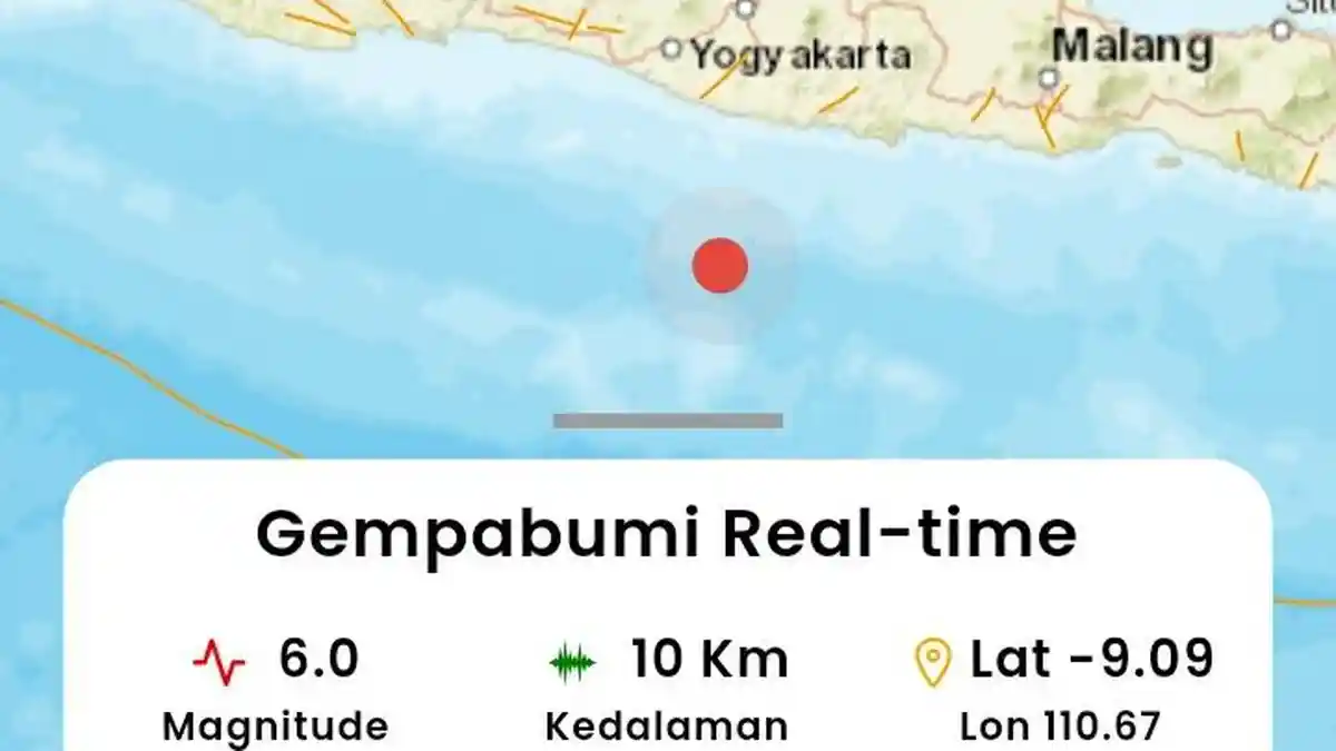 Terjadi Gempa Bumi Pacitan Jawa Timur Malam ini, 8 Juni 2023, Terasa Hingga Yogya