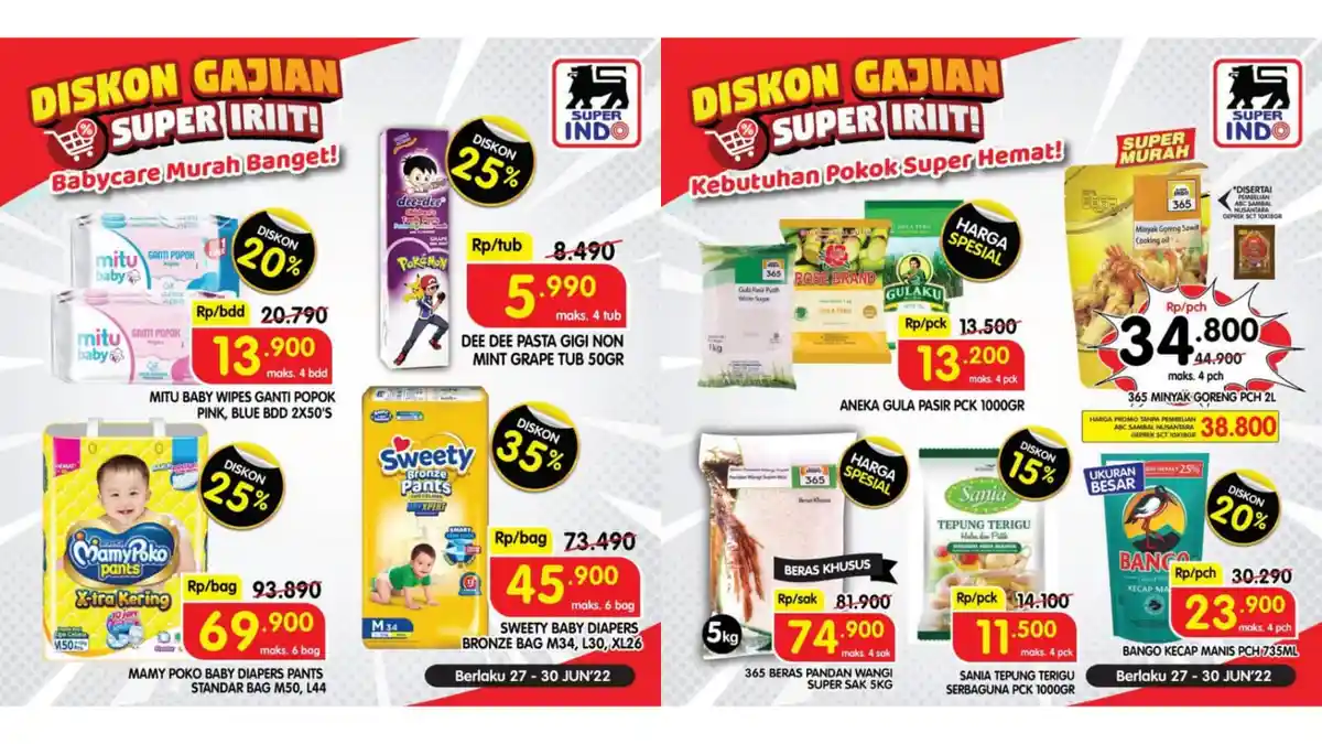 PROMO Superindo 29-30 Juni 2022, Kecap Manis Bango Rp 23.900, Sania Tepung Terigu Rp 11.500