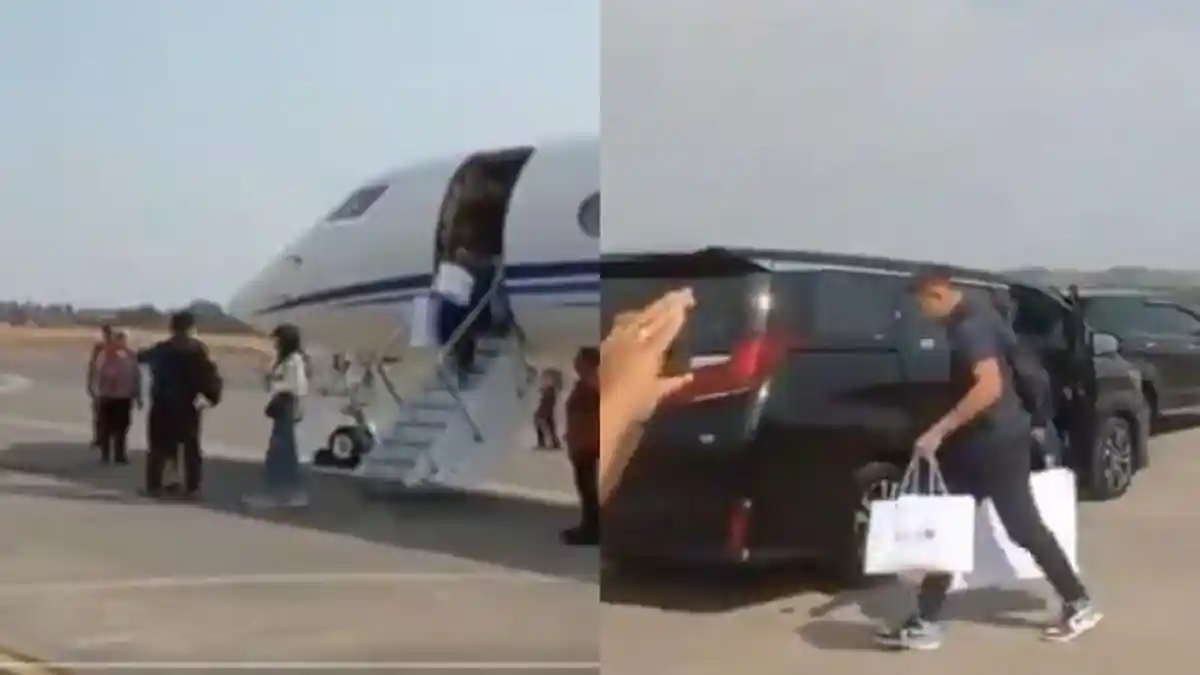 Viral Video Diduga Kaesang-Erina Turun dari Pesawat Jet Bawa Belanjaan ke Mobil, Bea Cukai Disorot