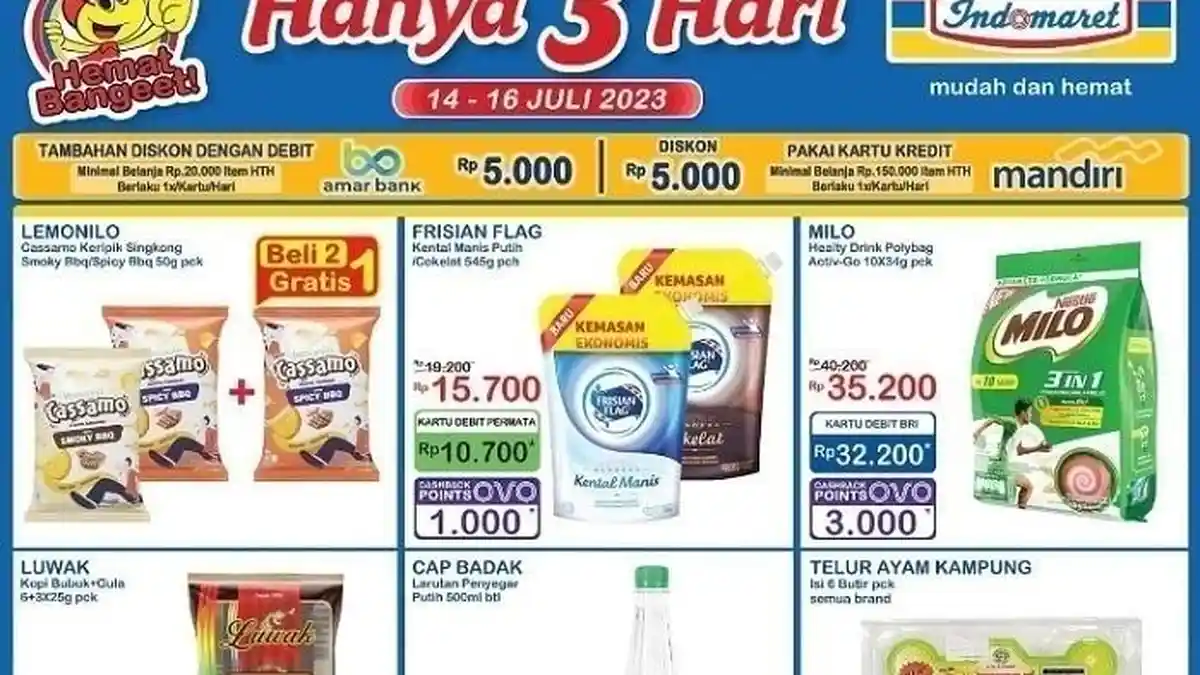 KATALOG Promo JSM Indomaret Hari Ini 16 Juli 2023 Akhir Pekan Serba Murah, Ada Cashback