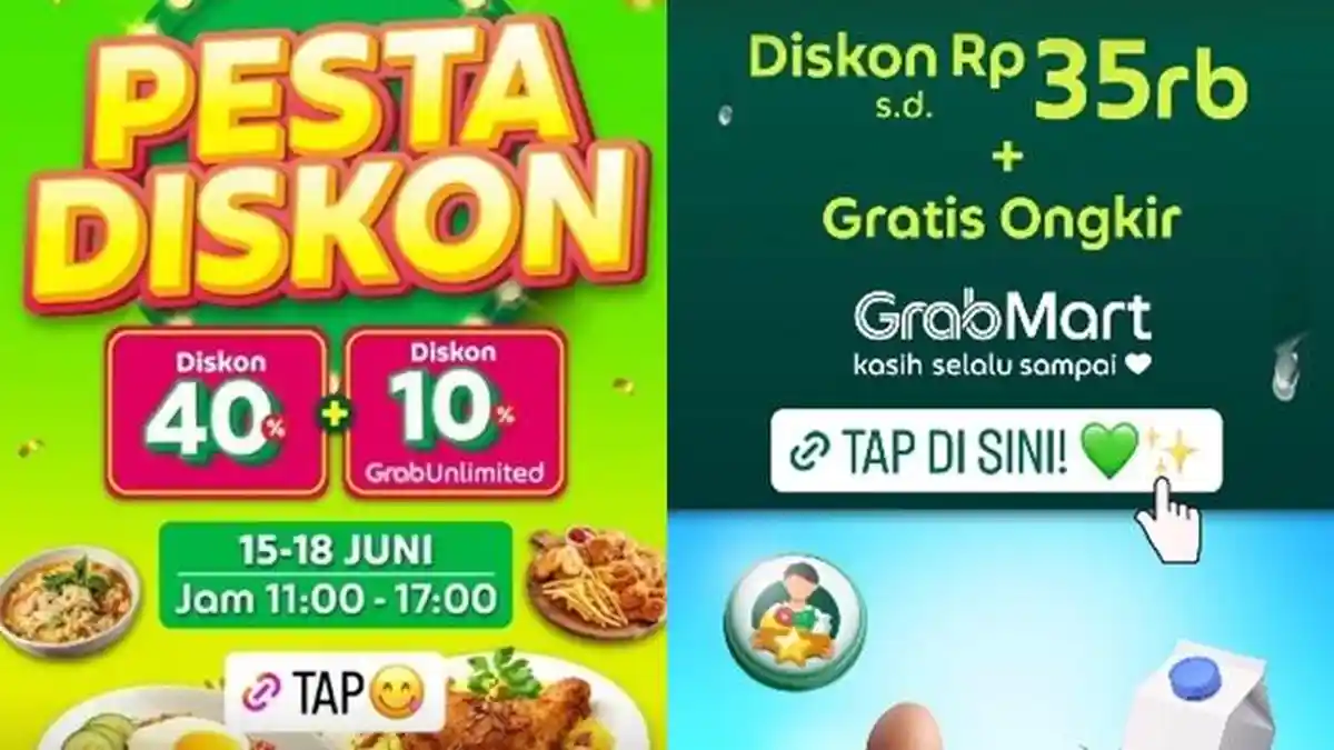 10 Kode Promo Grab Hari Ini 16 Juni 2023, GrabFood Pesta Diskon 40 Persen, Diskon GrabMart Rp35 ribu
