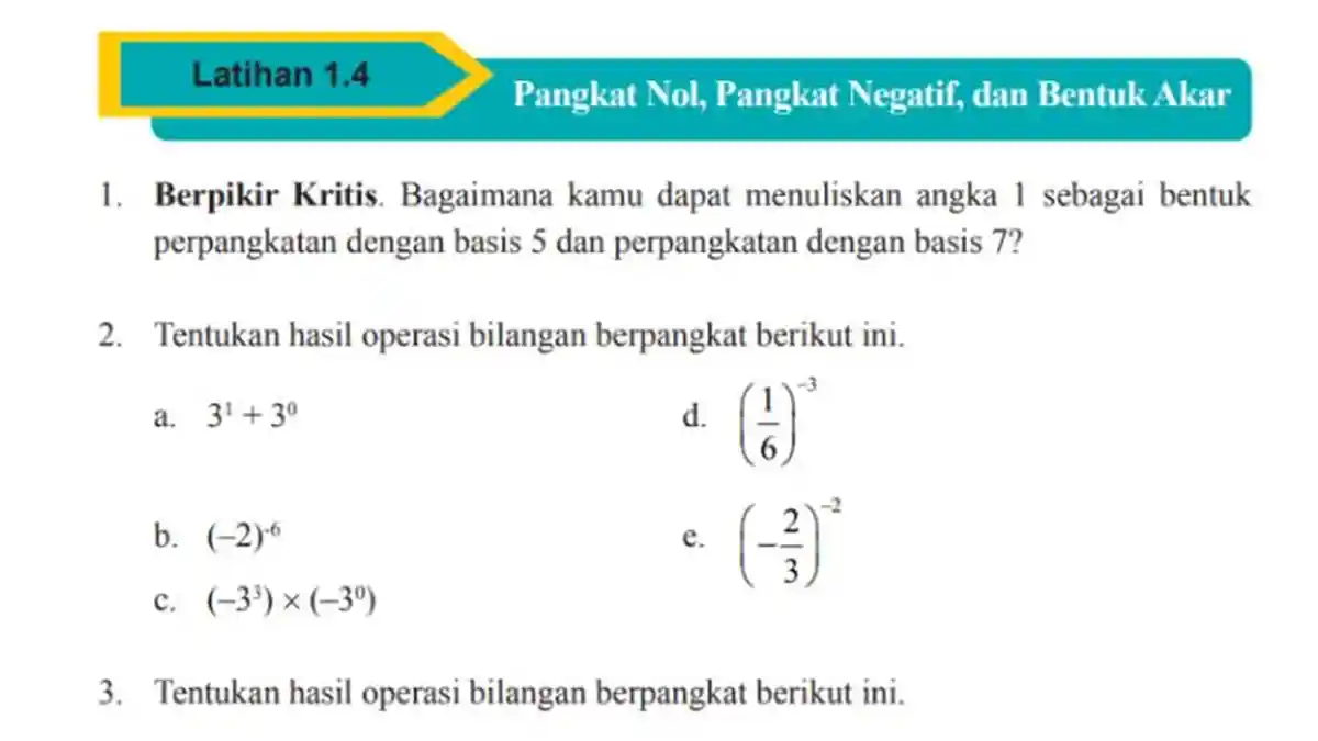 Kunci Jawaban Matematika Kelas 9 Halaman 46 47 48 49 Nomor 1-15: Hitungan Perpangkatan