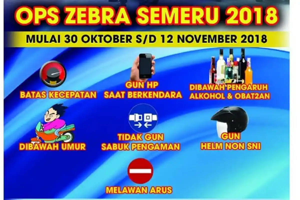 Operasi Zebra Semeru 2018 Digelar Mulai Hari Ini, Ini Tujuh Pelanggaran yang Jadi Sasaran