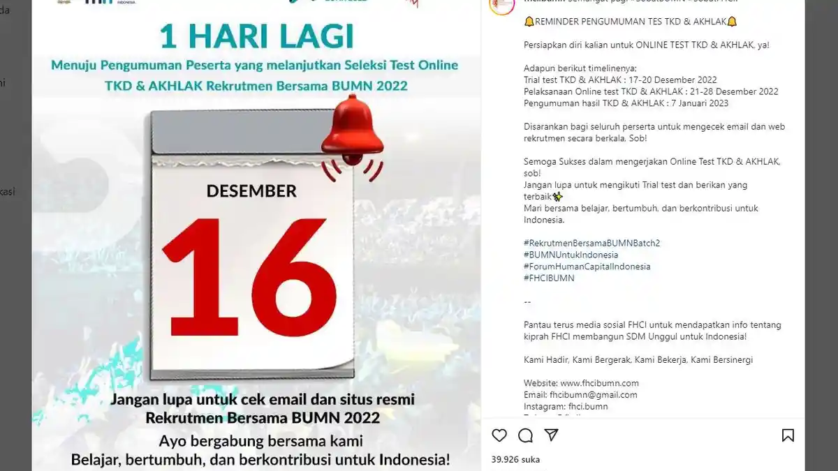 Besok Trial Test TKD dan AKHLAK Rekrutmen BUMN Dimulai, Ini 3 Hal yang Perlu Dipersiapkan