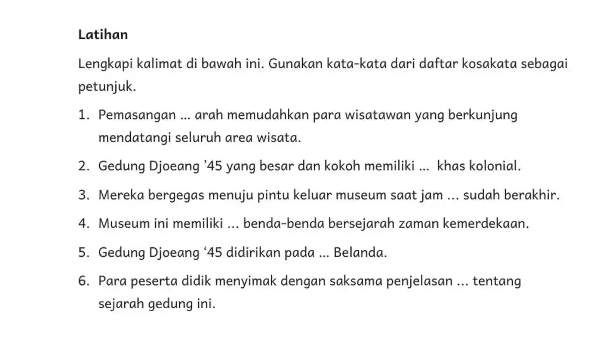 Kunci Jawaban Bahasa Indonesia Kelas 5 SD Halaman 128 Kurikulum Merdeka, Melengkapi Kalimat