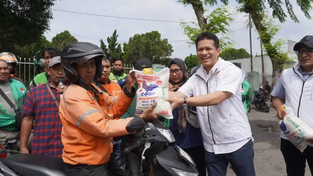 Kadin Sumut Bantu Pengemudi Ojol, 4 Ton Beras Disalurkan di Medan