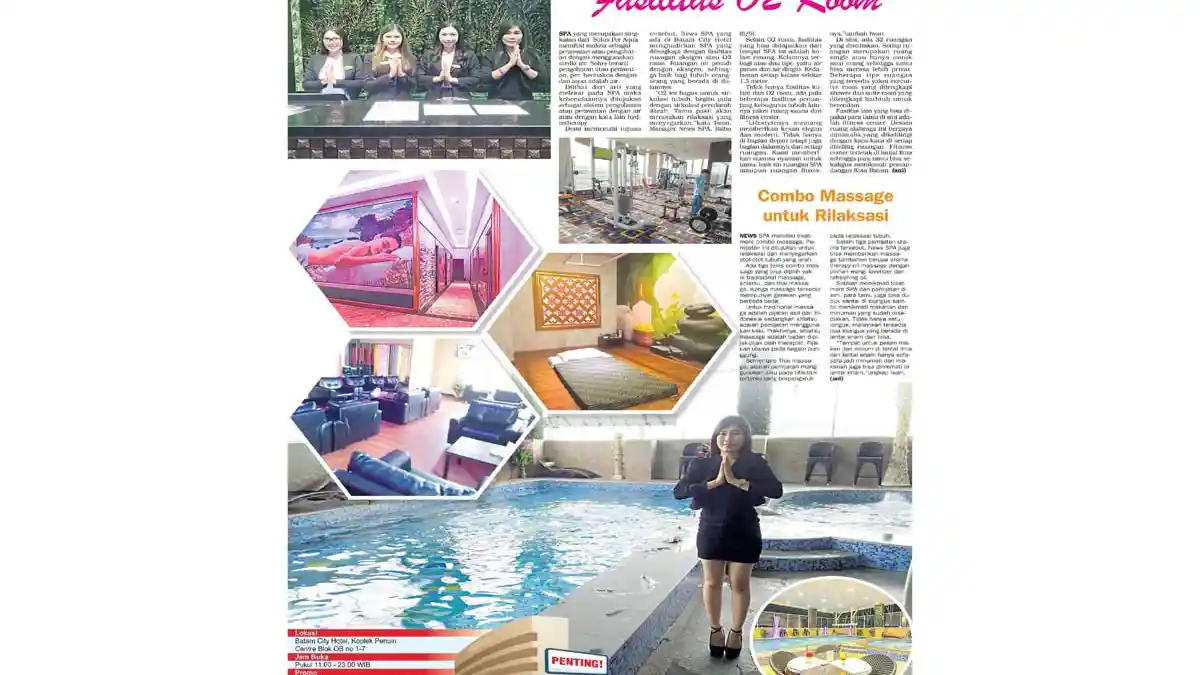 News Spa Batam City Hotel, Dilengkapi Fasilitas Ruangan Oksigen